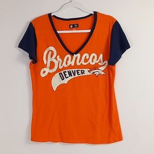 Denver Broncos NFL Team Apparel V-Neck Tshirt Women's Size XL